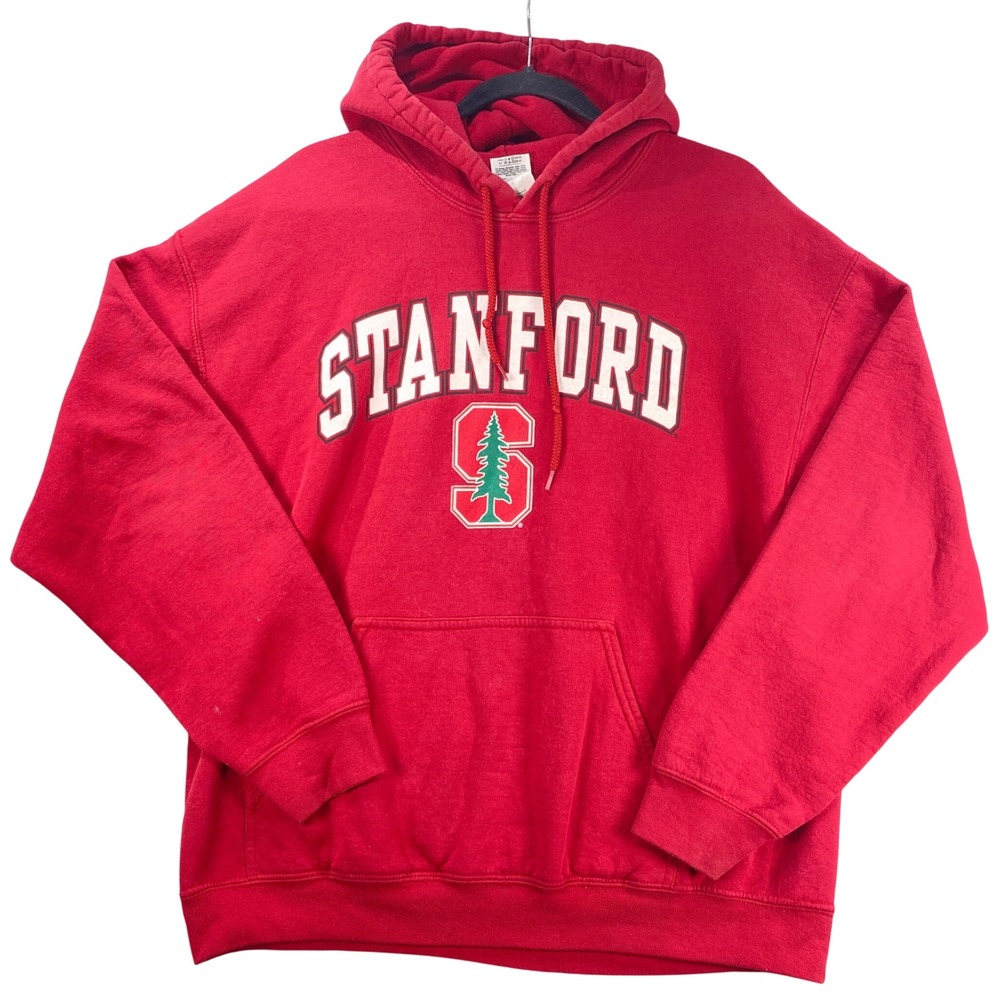 Stanford University Hoodie Mens Large Red Pullover Graphic Sweatshirt Tree‎ Logo